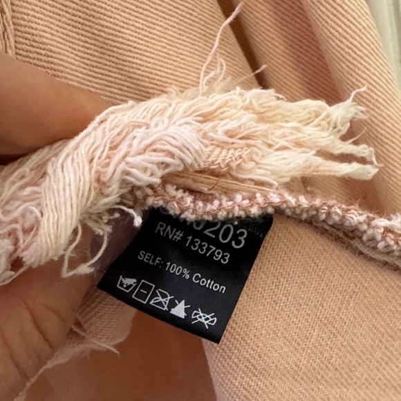 POL Pink Distressed Cropped Denim Jacket Small Frayed Hem Oversized - Picture 8 of 8